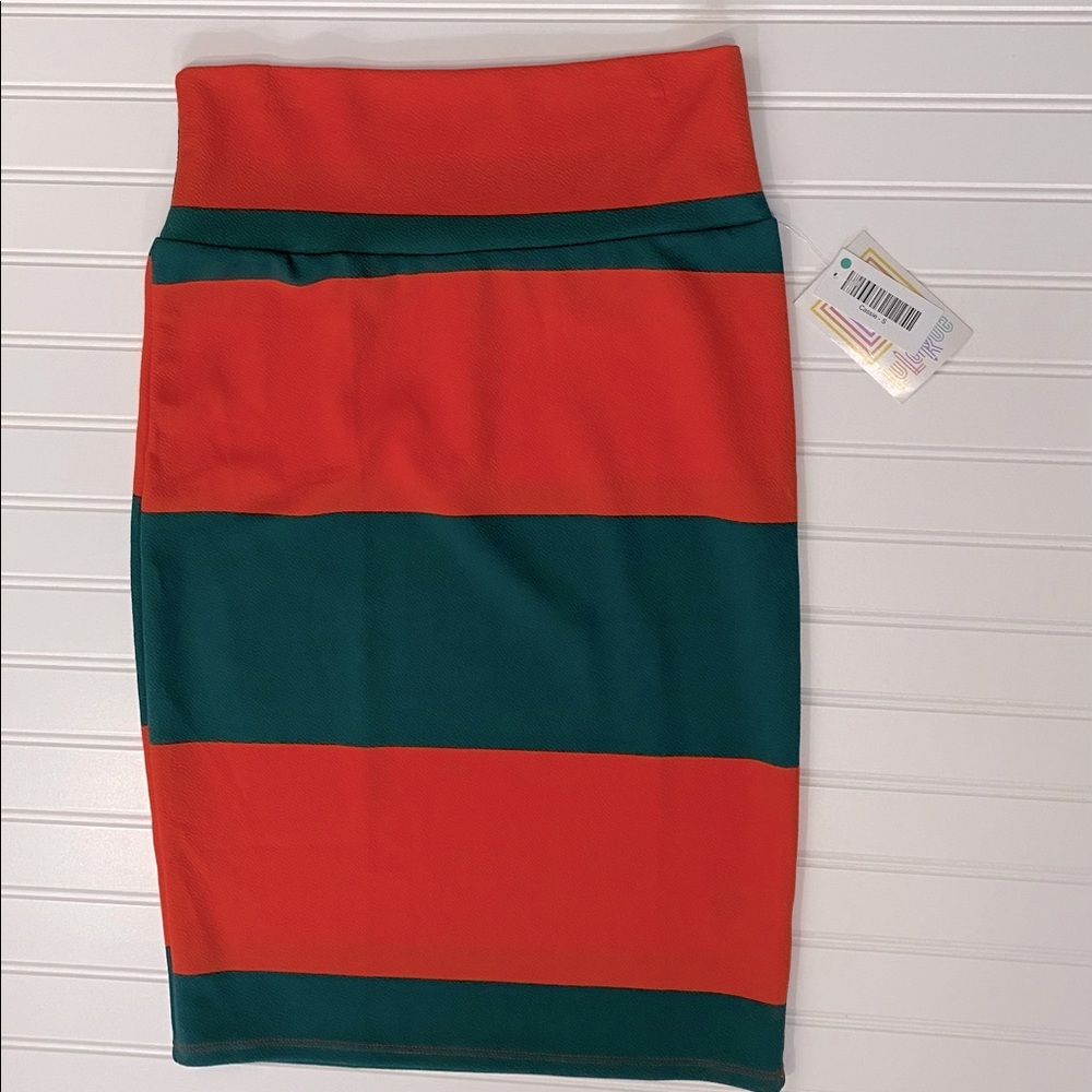 New with Tags S Pencil Skirt LuLaRoe Cassie Dark Teal and Red